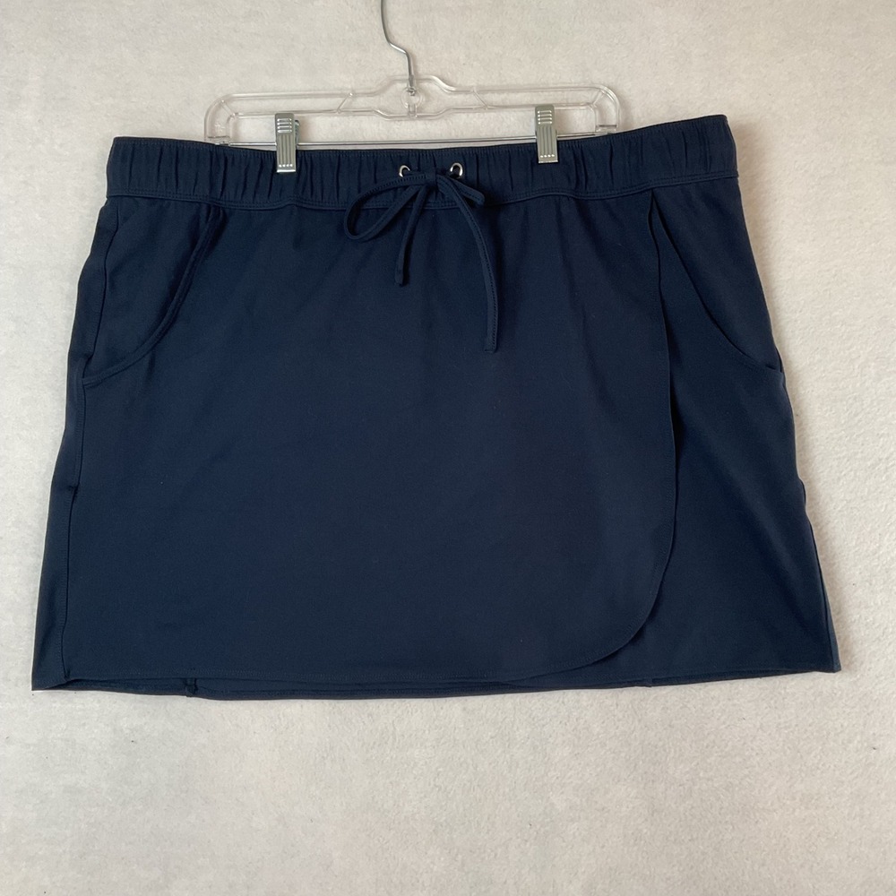 Zac & Rachel Woman Navy Blue Active Skort Plus Size 1X Elastic Waist Drawstring